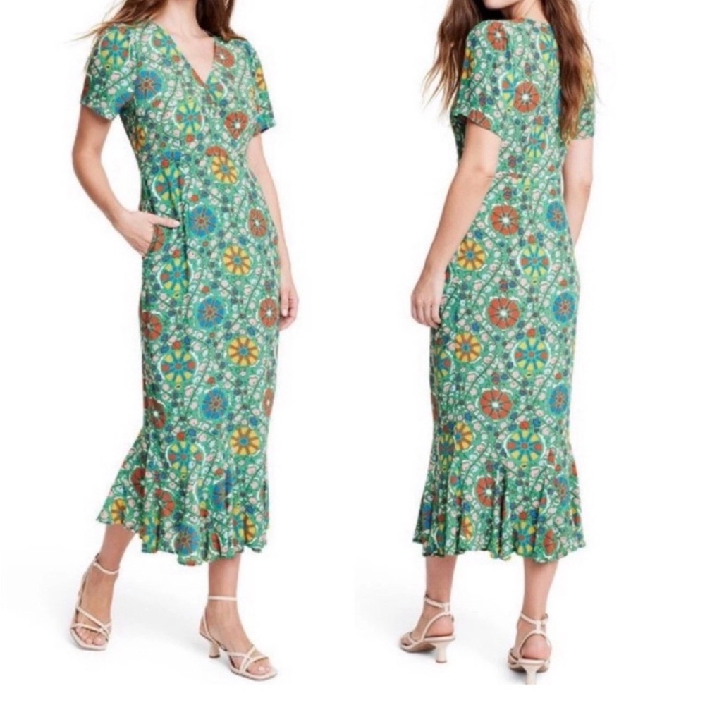 RHODE × Target Zinnia Floral Print Short Sleeve Midi Dress